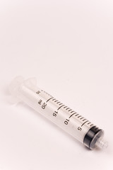 Plastic syringe isolated over white background