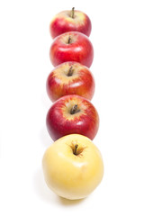 Group of ripe apples on a white background