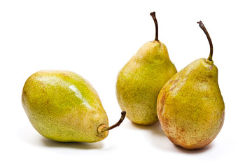 Ripe pears isolated on white background. With clipping path.