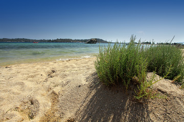 Fototapeta na wymiar Vourvourou beach, Sithonia, Chalkidiki, Greece 