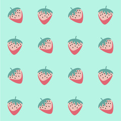 Seamless pattern.Strawberries on the blue background.Seamless pattern can be used for wallpaper, pattern fills, web page background,surface textures.