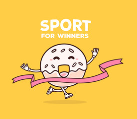 Vector illustration of bright color smile donut  runs through th