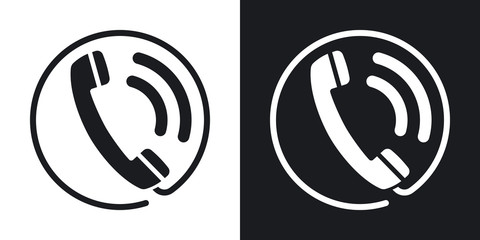 Telephone receiver icon, stock vector. Two-tone version on black and white background