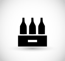 Beer bottles in a boc icon vector