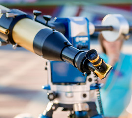 Eyepiece optical of solar telescope, close-up