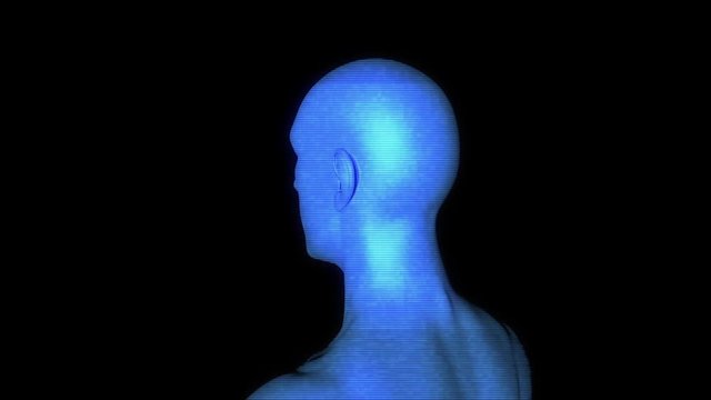 Male Human 3D Wireframe Hologram in Motion. Nice 3D Rendering
