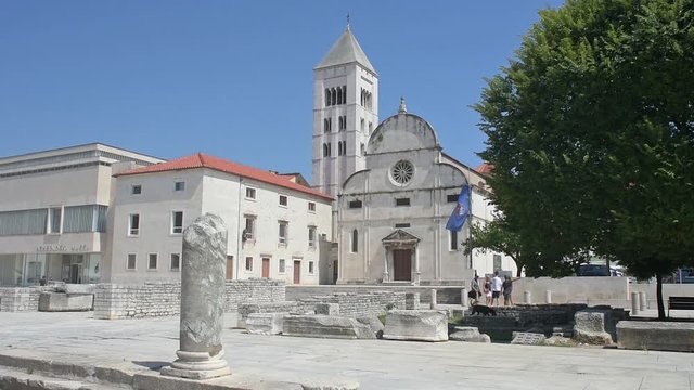 A view of St. St Mary's church from the forum in Zadar, Croatia.	