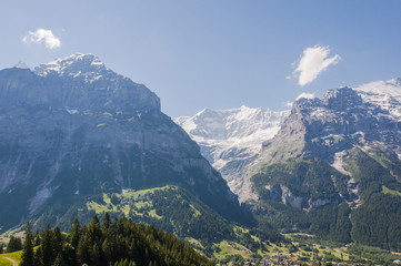 Grindelwald, Dorf, Scheckhorn, Eiger, Eigernordwand, Fiescherhörner, Gletscher, Schlucht, Wanderweg, Alpen, Berner Oberland, Sommer, Schweiz
