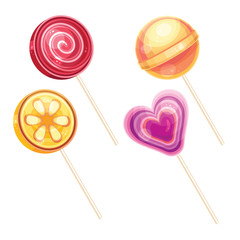 Vector set of lollipop candies on stick