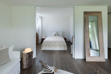 Interior, living room with bedroom