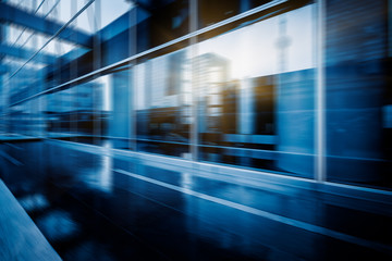 Fototapeta premium office building interior,blue toned image.