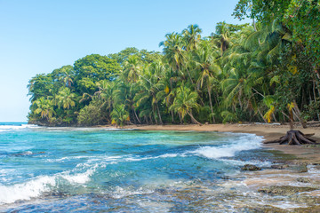 Paradise wild beach of Manzanillo Park in Costa Rica