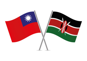 Taiwanese and Kenyan flags. Vector illustration.