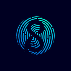 Number eight logo with fingerprint line.