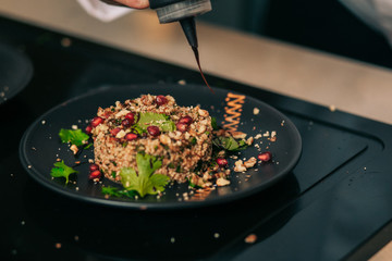 Plate of traditional Arabic salad tabbouleh