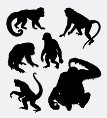 Naklejka premium Monkey, orangutan, chimpanzee animal, Good use for symbol, logo, web icon, mascot, sticker design, element, or any design you want. Easy to use.