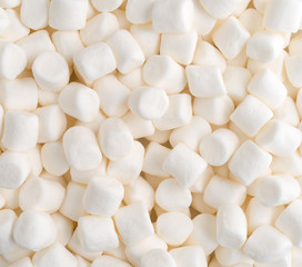 Close view of small marshmallows.