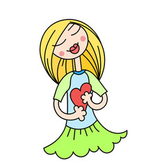 girl with a heart hand drawing