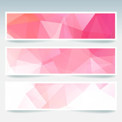 Horizontal banners set with polygonal triangles. Polygon background