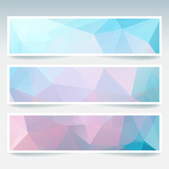 Vector banners set with polygonal abstract triangles. 