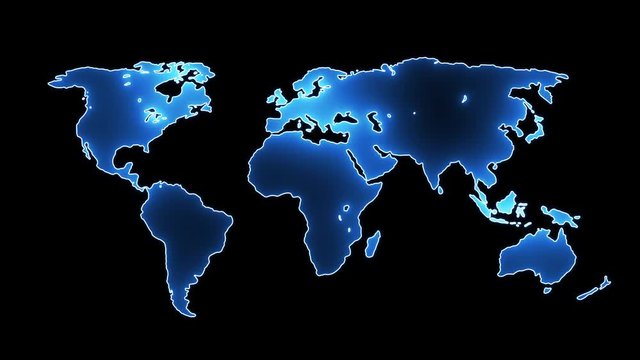 flickering neon map of the earth animation 4K