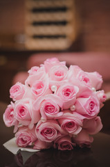 Wedding bouquet with pink roses