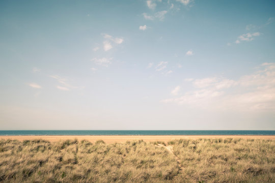 Dunes, sea and blue sky, Norfolk, UK
