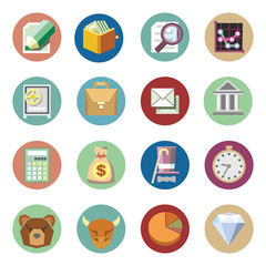 Vector business financial icons set. Flat design.