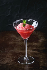 Strawberry sorbet with mint