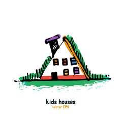 Naklejka premium Kids style houses illustration vector