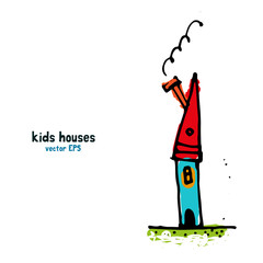Kids style houses illustration vector
