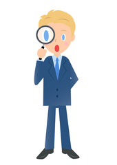 検索するビジネスマン　男性会社員のイラスト素材 
