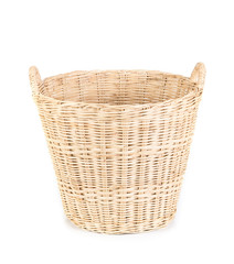 empty brown Wicker baskets on white background