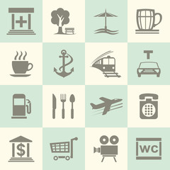 Fototapeta premium Navigation, location and transportation icons.