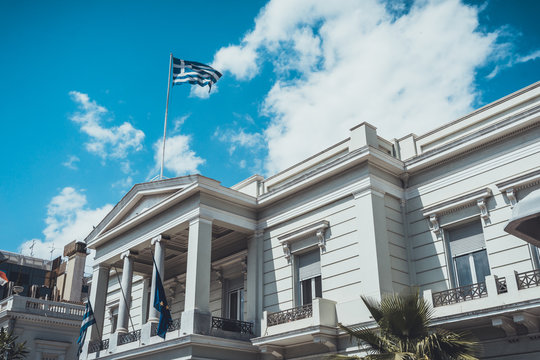 Top section of the Greek parliament building