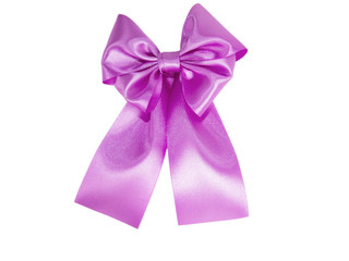 Pink bow isolated on white background