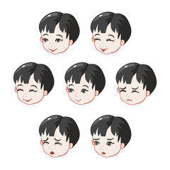 Facial expressions of asian boy.