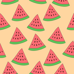watermelon slice seamless pattern. Repeated vector texture background.