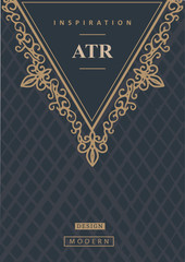 Monogram creative card template with flourishes ornament elements. Elegant design for cafe, restaurant, heraldic, jewelry, fashion