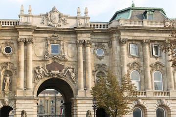 Fototapeta na wymiar Castle courtyard gate in Budapest royal palace.