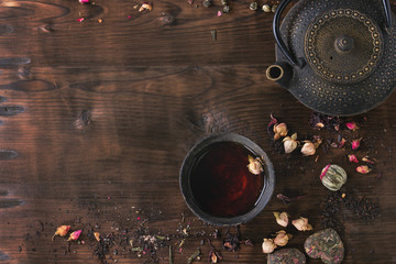 Assortment of tea as background