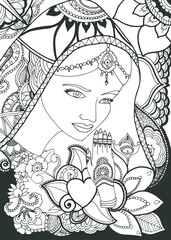 indian girl zentangle design