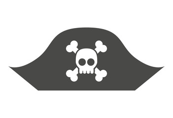alert skull in hat pirate  isolated icon design