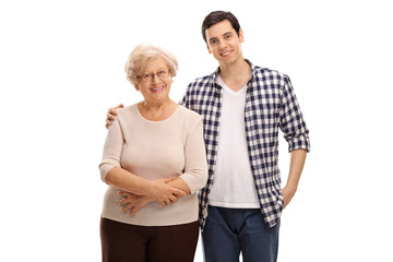 Young man posing with his grandma