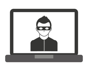 laptop computer with thief  isolated icon design © Gstudio