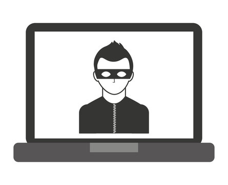 laptop computer with thief  isolated icon design