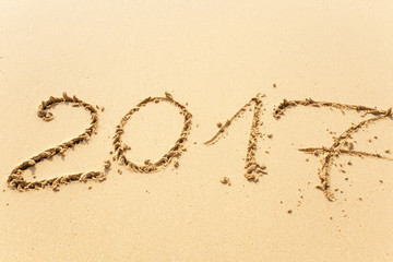 Happy New Year 2017, lettering on the beach