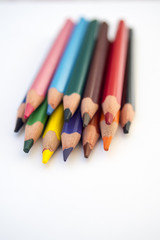 Colored pencils on white paper