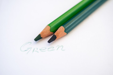 Green colored pencils