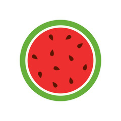 Watermelon icon. Juicy ripe fruit on white background